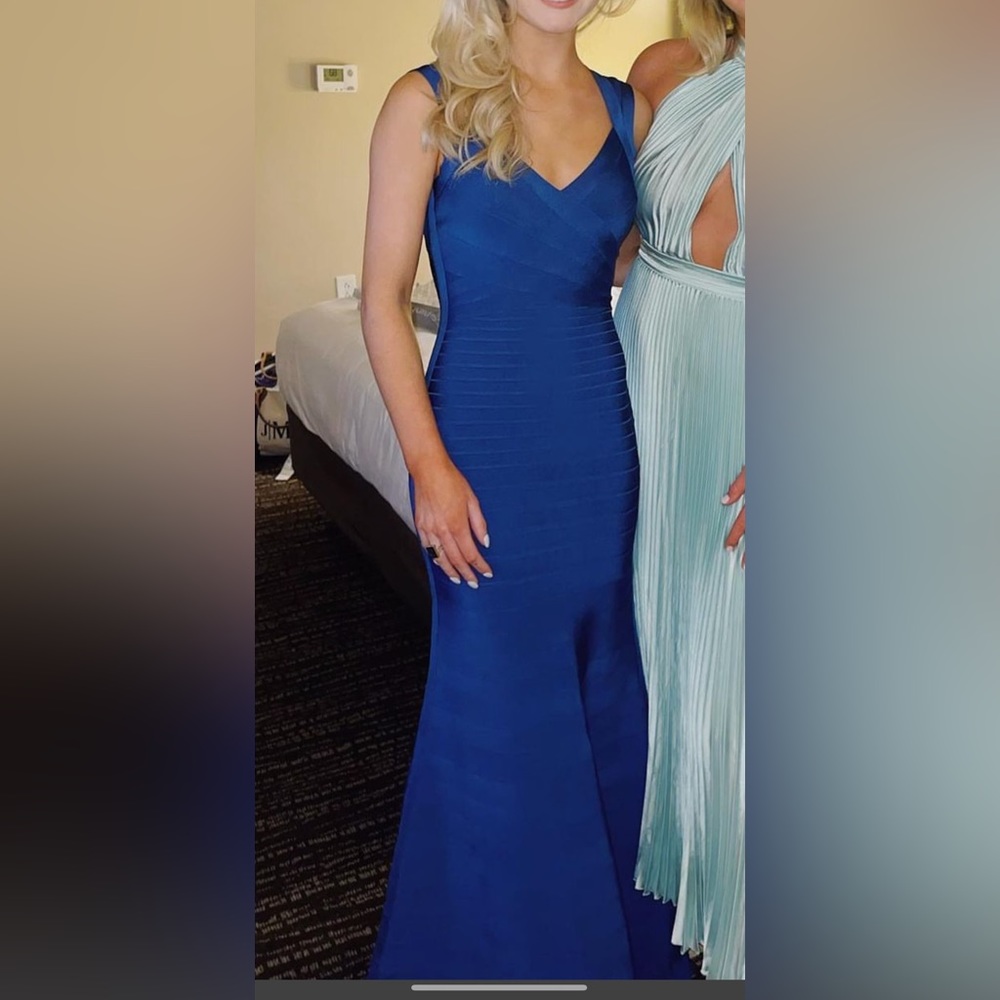 Blue Herve Leger gown